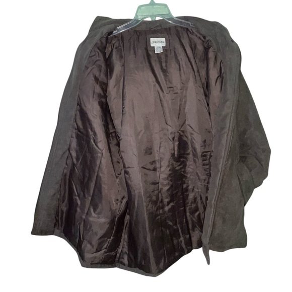 St. John's Bay brown sueded hooded coat w/genuine fox fur trim XLP. GUC - Picture 6 of 11